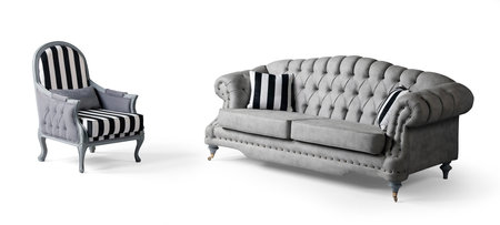 Sofa and armchair isolated on white background. 3d rendering