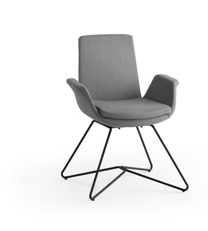 Modern gray office chair isolated on white background.の写真素材