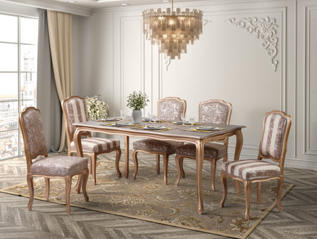 3D rendering . classic dining room .classic interiorの写真素材
