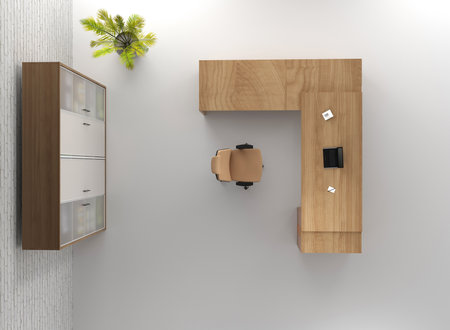 3D Render Office Room decoration . office furniture in office interior .top viewの写真素材
