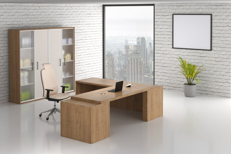 3D Render Office Room decoration . office furniture in office interior .の写真素材