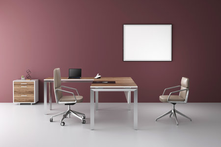 3D Render Office Room decoration . office furniture in office interior .の写真素材
