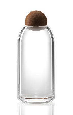 Empty glass bottle isolated on white background.の写真素材