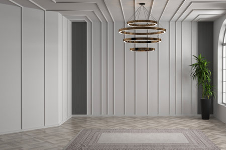 Empty interior room 3d Render. Modern interior design . front viewの写真素材