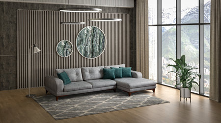 Empty interior room 3d Render. Modern interior design .
