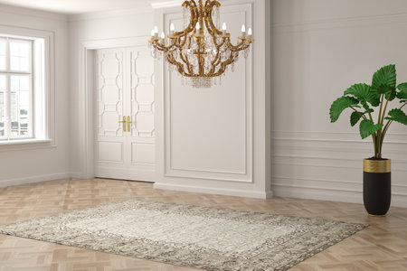 Empty interior room 3d Render. classic interior design . Classic room . front viewの写真素材
