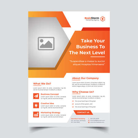 Corporate creative Abstract Orange Flyer design template for business promotion print a4.のイラスト素材