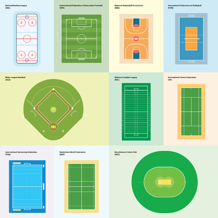 World sport playgrounds (vector sport fields)のイラスト素材