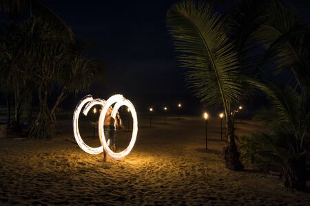Fire Show at the beachの写真素材