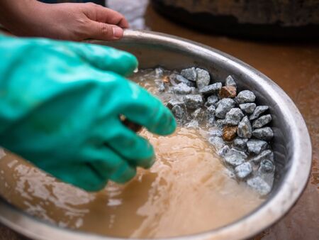 Laboratory, Standard Testing Method for Clay Lumps and Friable Particles in Rock Aggregates in Construction Work, Dam, Tunnel, Highwayの写真素材