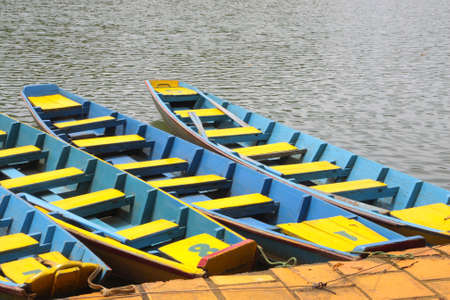 some small wooden bargeの写真素材