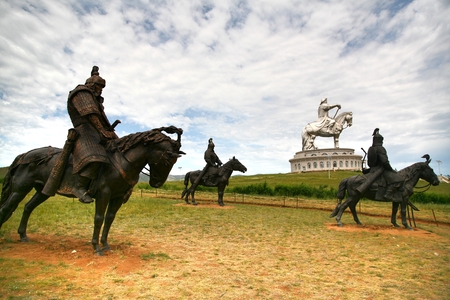 Genghis Khan Statue Complex is a 40-metre tall statue of Genghis Khan on horseback, at Tsonjin Boldogeast of the Mongolian capital Ulaanbaatarのeditorial素材