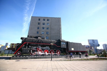 Ulaanbaatar mongolia  july, 3  2016 :   Ulaanbaatar train station is the main railway station of the capital of Mongoliaのeditorial素材