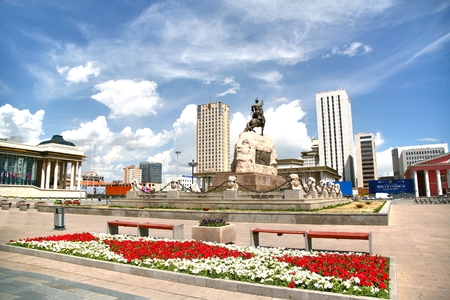Ulaanbaatar mongolia  july, 3  2016 :  Sukhbaatar square is the central square of Mongolia's capital Ulaanbaatarのeditorial素材