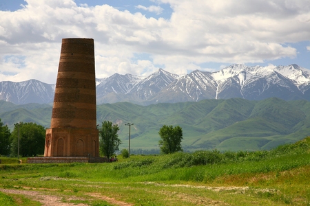 The Burana Tower in the Chuy Valley at northern  of the country's capital Bishkek, 
Kyrgyzstanの写真素材