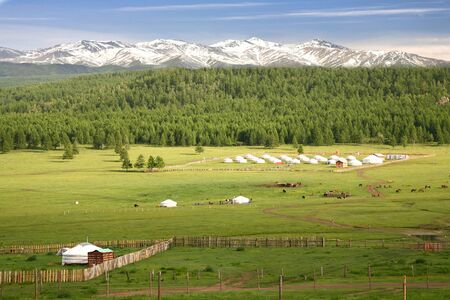 The beautiful scenic with the Tian Shan mountains at naryn of Kyrgyzstan