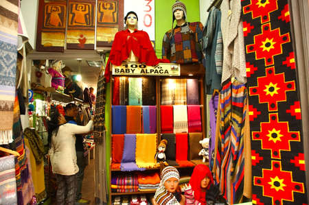 Lima, Peru  December  5 ,2019   Alpaca fabric shop in the the Plaza Mayor of downtown in Limaのeditorial素材