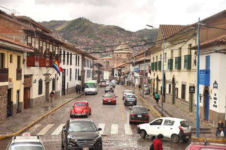 Cusco, Peru - December  5 ,2019  The atmosphere of the city center  of Cusco is called Plaza de...