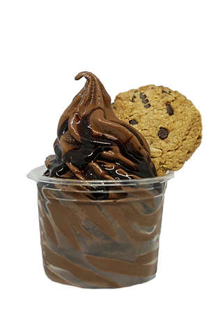 soft serve ice cream in a cup with topping