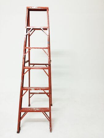 red stairs metal on white