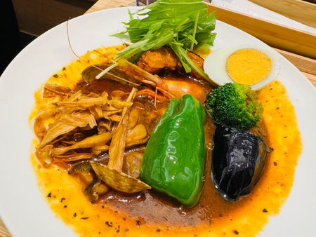 Curry japanese food on the table in a restaurant.の写真素材
