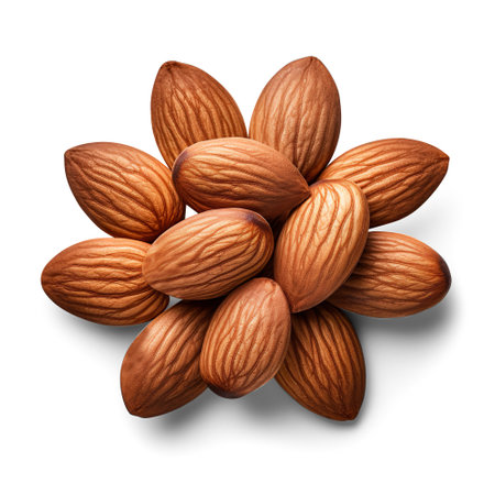 Almonds Nuts with isolated on white backgroundの写真素材