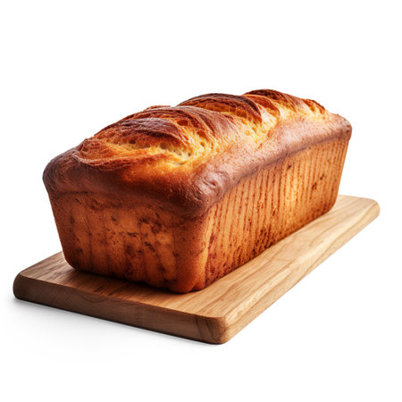 Banana Bread on a wooden board isolated on a white background