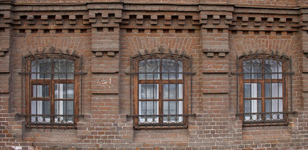 Vintage Windows in a brick house.の写真素材