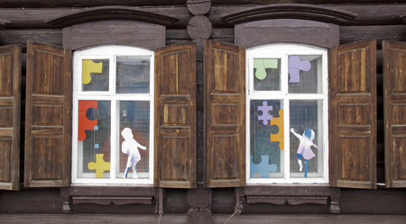 Vintage wooden window.の写真素材