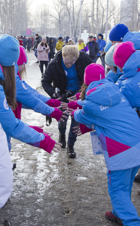 The Park of the Universiade 2019. Volunteers Of The Universiade.のeditorial素材