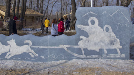 The Park of the Universiade 2019. The dog from the ice.のeditorial素材