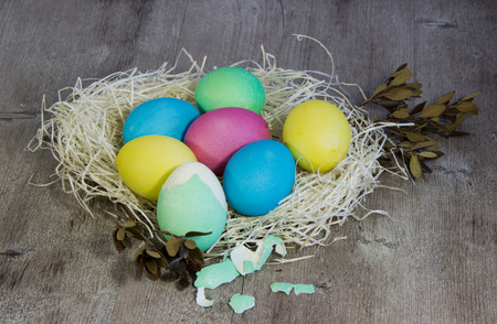 Colored Easter eggs.の写真素材
