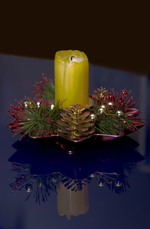 An extinct candle on the table.の写真素材