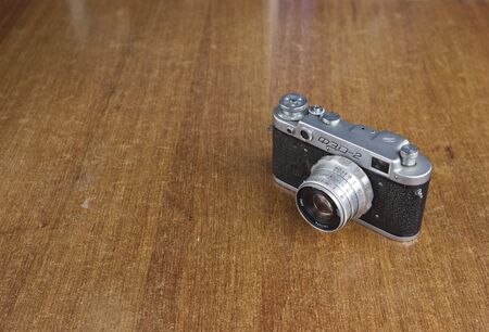Russia, Krasnoyarsk, July 2019: The old Soviet rangefinder film camera FED-2