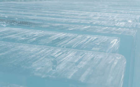 smooth ice blocks sawn to create decorations.の写真素材