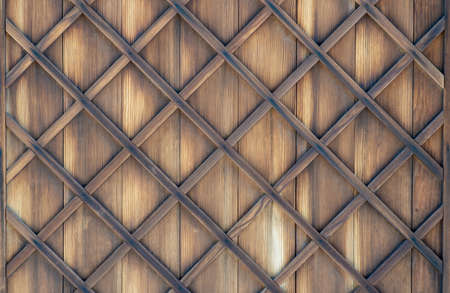 wooden boards upholstered with a thin rail. selective focus.の写真素材