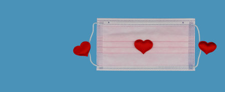 Glamorous Medical Face Mask Pink with Red Hearts. respiratory bandage face for valentine's day....