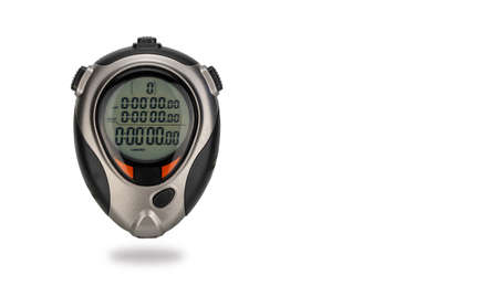 manual digital stopwatch isolated on white background. electronic meter, sport timer. modern time measurement technologies.の写真素材
