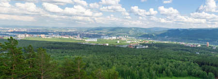 Panoramic view from the observation deck Nikolaevskaya Sopka in the city of Krasnoyarsk.の写真素材