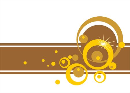 Abstract composition from bronze sparkling circles, rings and strips on a white background.のイラスト素材