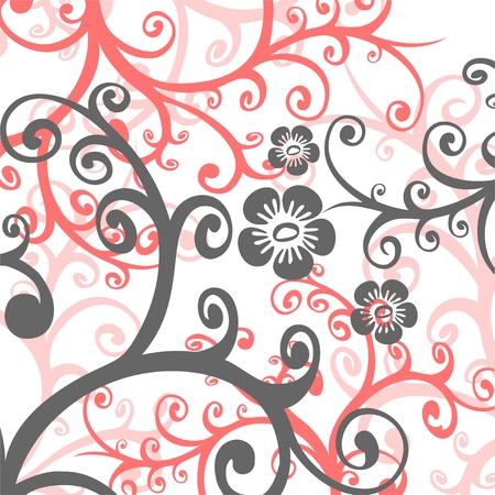 Fragments of the pink and grey stylized flowers on a white  background.のイラスト素材