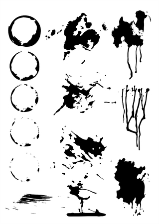 Black ink grunge prints on a white background.のイラスト素材