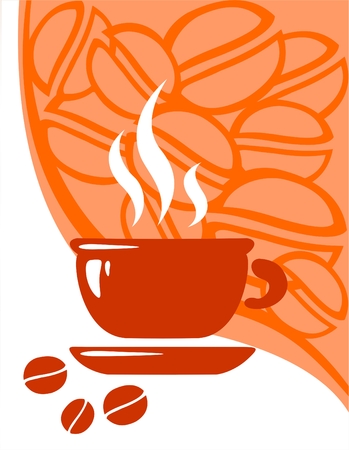 Cup of coffee on a background of the stylized coffee bean.のイラスト素材
