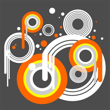 Abstract dark composition from orange, white and grey circles on a white background.のイラスト素材