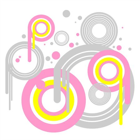 Abstract pastel composition from pink, yellow and grey circles on a white background.のイラスト素材