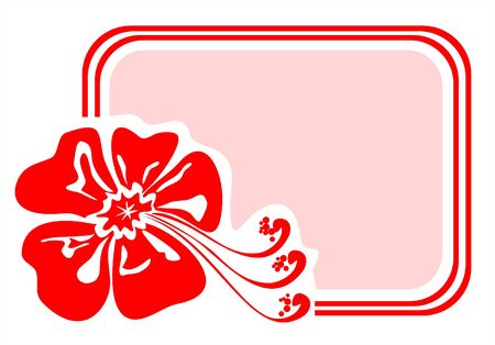 The pink frame with the red stylized exotic flower.のイラスト素材