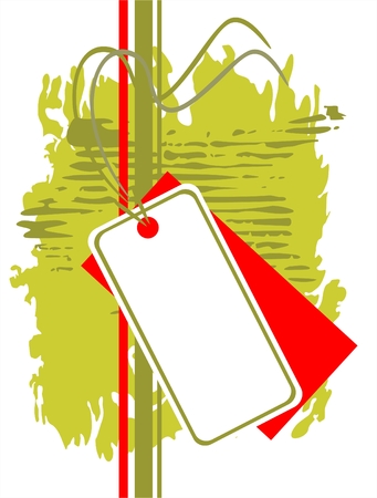 White price tag on a green grunge striped background.のイラスト素材