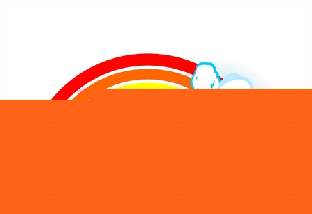 The girl with the wings, sitting on a cloud on a background of a rainbowのイラスト素材