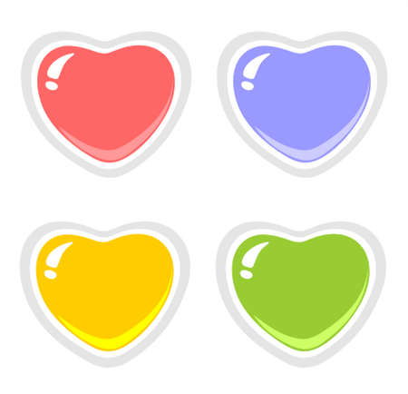Four stylized hearts on a white background. Valentine's illustration.のイラスト素材