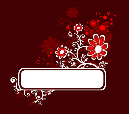 The white frame on a brown background with decorative camomiles.のイラスト素材